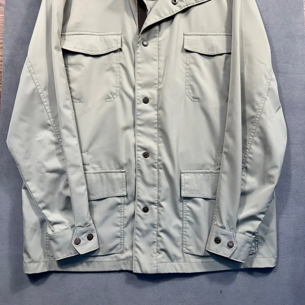 Tommy Bahama Field Jacket Mens Large Tan Utility Stretch Button Front Excellent